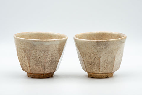 Japanese Teacups - Pair of 啓 Heptagonal Hagi-yaki Yunomi - 130ml
