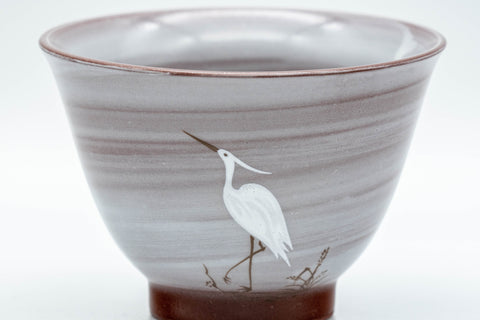 Japanese Teacup - 三陶楽 Brush Glazed Egrets Yunomi - 90ml