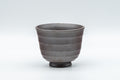 Japanese Teacup - Banko-yaki Senchawan - front view of the unglazed ridged tulip-shaped cup