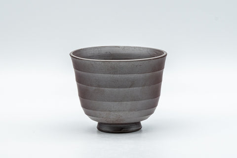 Japanese Teacup - Banko-yaki Senchawan - front view of the unglazed ridged tulip-shaped cup