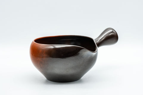Japanese Yuzamashi - Tetsuo Black Kokudei Tokoname-yaki Water Cooler - side view showing the handle and pouring lip