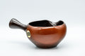 Japanese Yuzamashi - Tetsuo Black Kokudei Tokoname-yaki Water Cooler - front view showing the red yohen patch on the black clay
