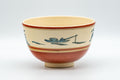 Japanese Matcha Bowl - Zuiun Wan-nari Kyo-yaki Chawan - 450ml - three-quarter view of the painted exterior