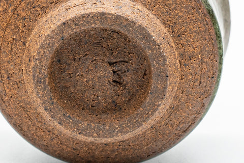 Japanese Teacup - Floral Dojimari-gata Guinomi - 50ml - closeup of the inverted cup showing the footring