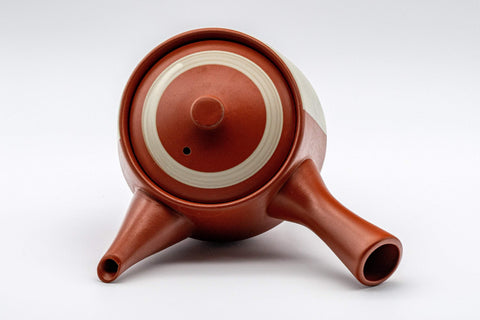 Japanese Kyusu - Tokoname-yaki Teapot with Bamboo Scene - 300ml - top-down view showing the lid