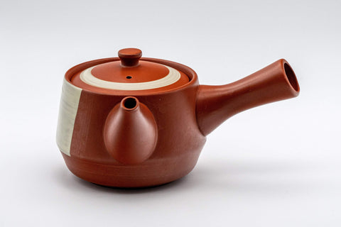 Japanese Kyusu - Tokoname-yaki Teapot with Bamboo Scene - 300ml - top-down view into the pot showing the ceramic debeso filter