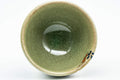 Japanese Teacup - Floral Celadon Sugi-nari Senchawan - overhead view showing the interior glaze