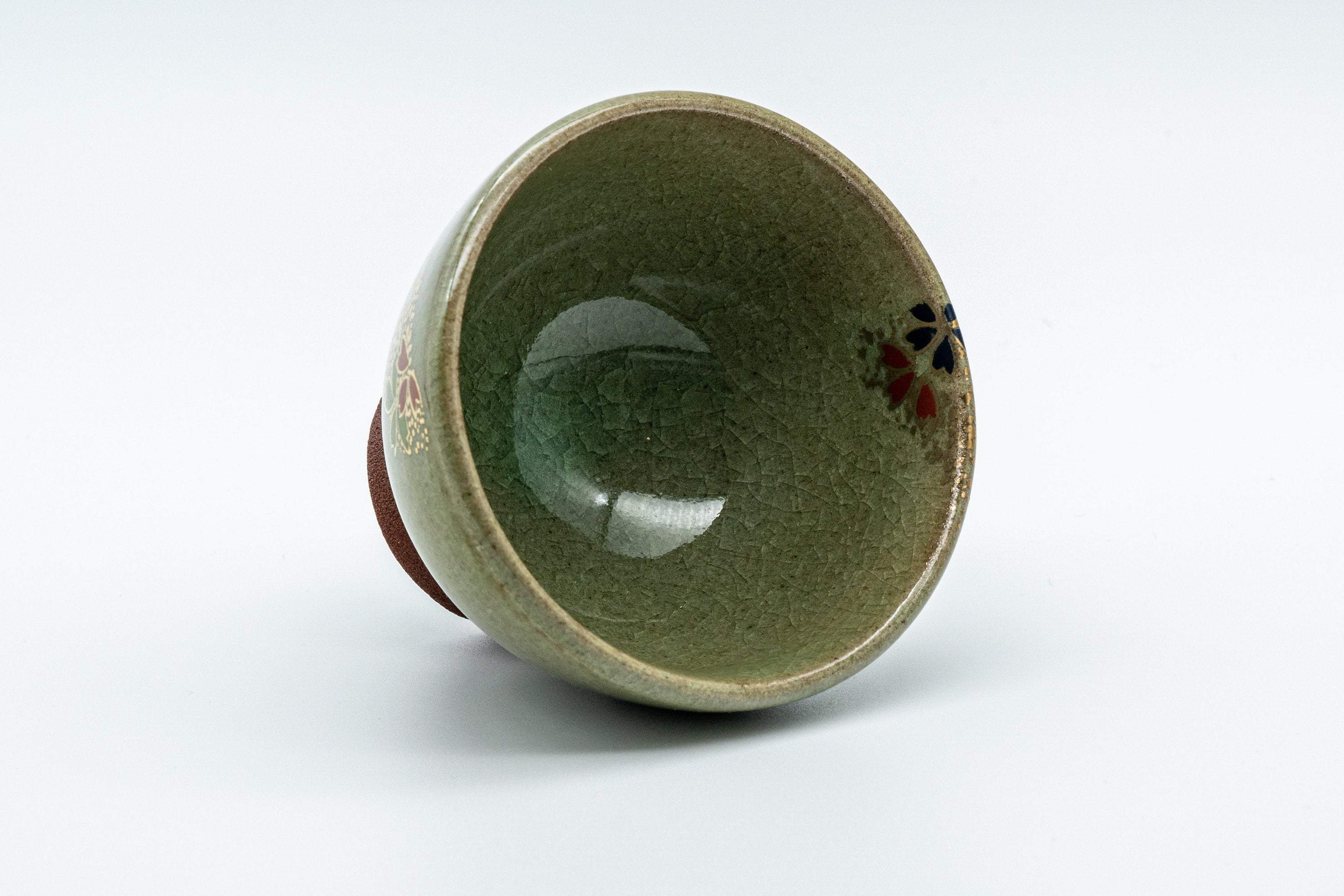 Japanese Teacup - Floral Celadon Sugi-nari Senchawan - 75ml