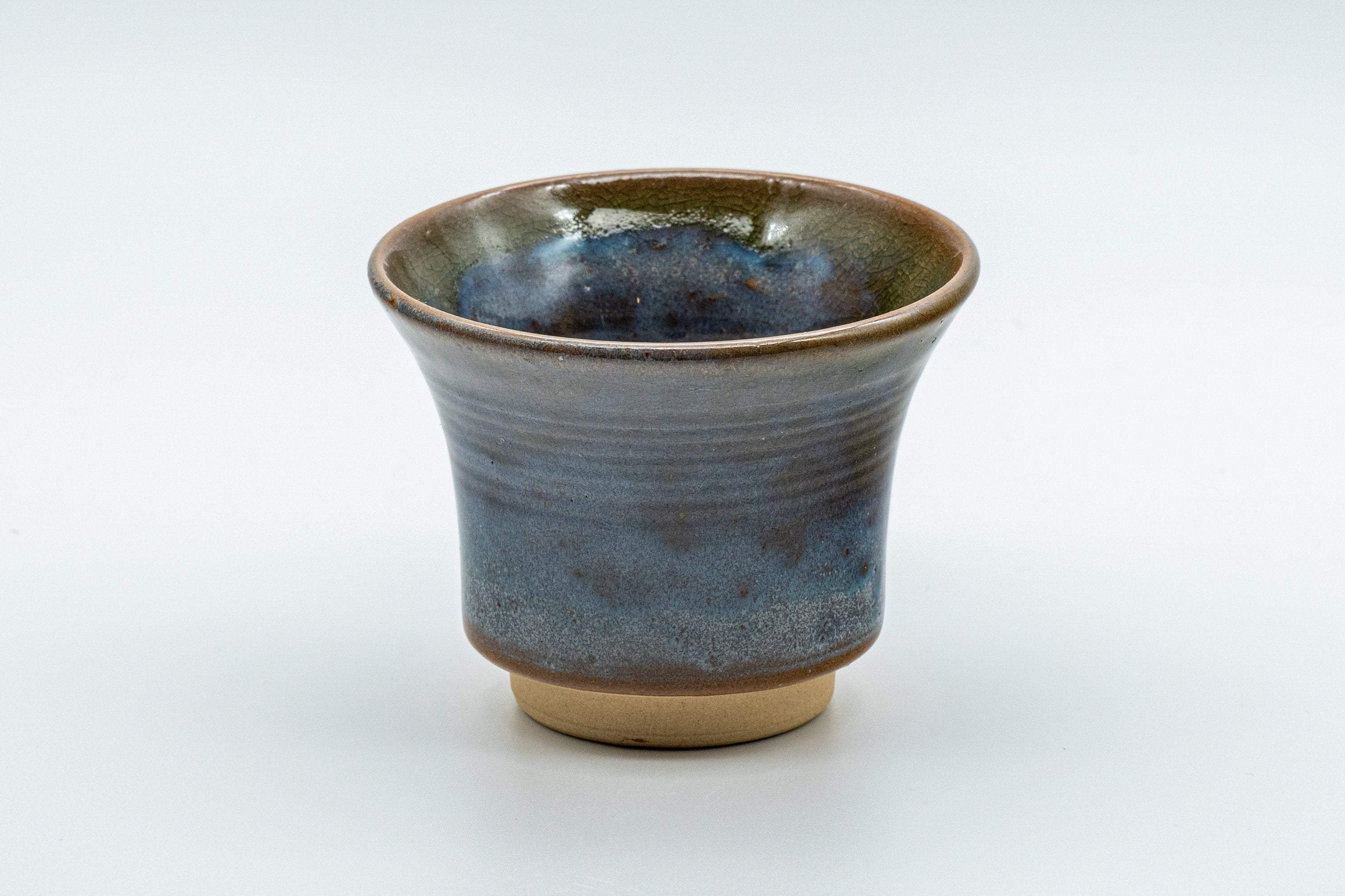 Japanese Teacup - Blue Crazed Glazed Flared Lip Yunomi - 90ml