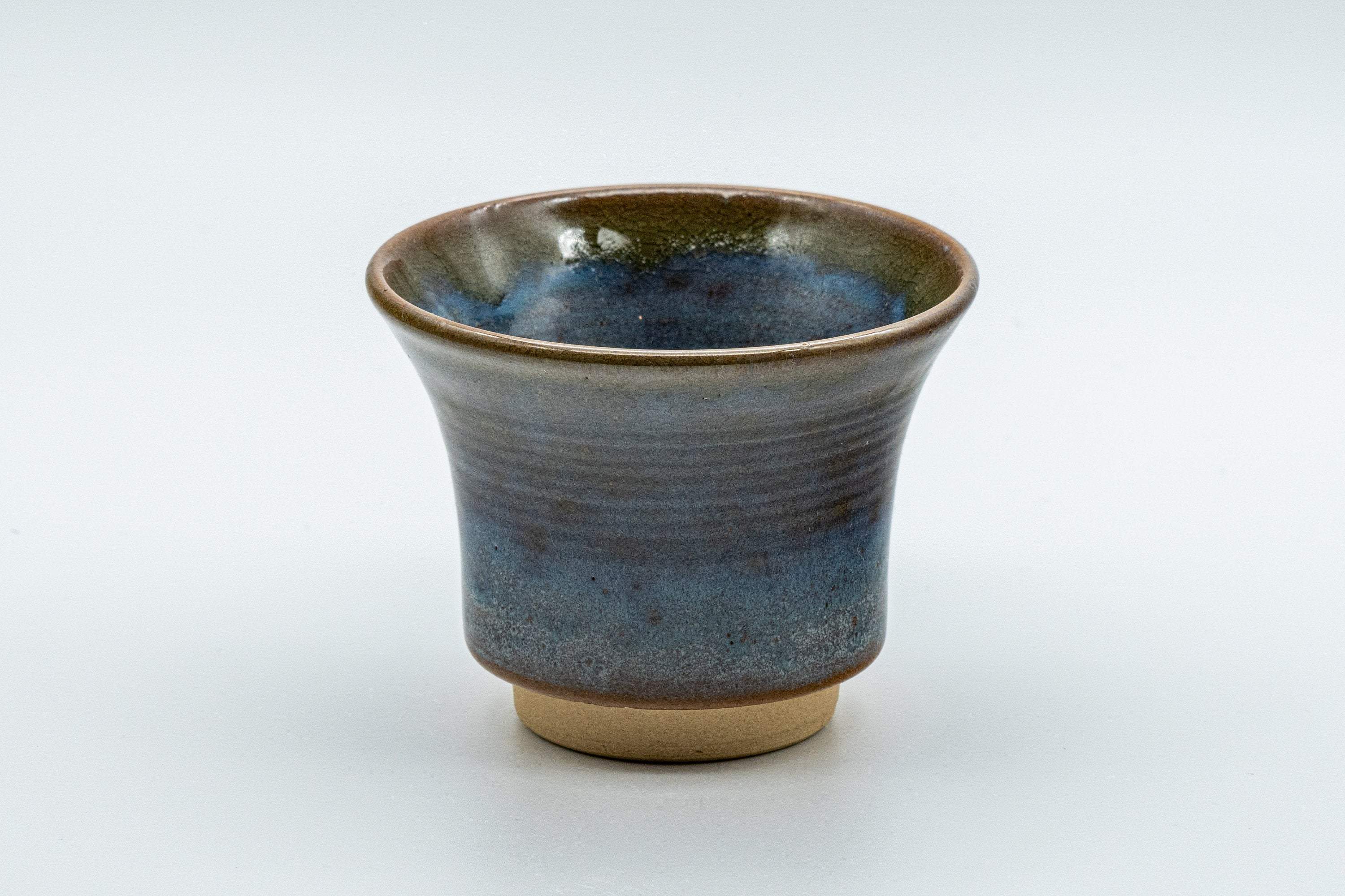 Japanese Teacup - Blue Crazed Glazed Flared Lip Yunomi - 90ml