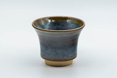 Japanese Teacup - Blue Crazed Glazed Flared Lip Yunomi - 90ml