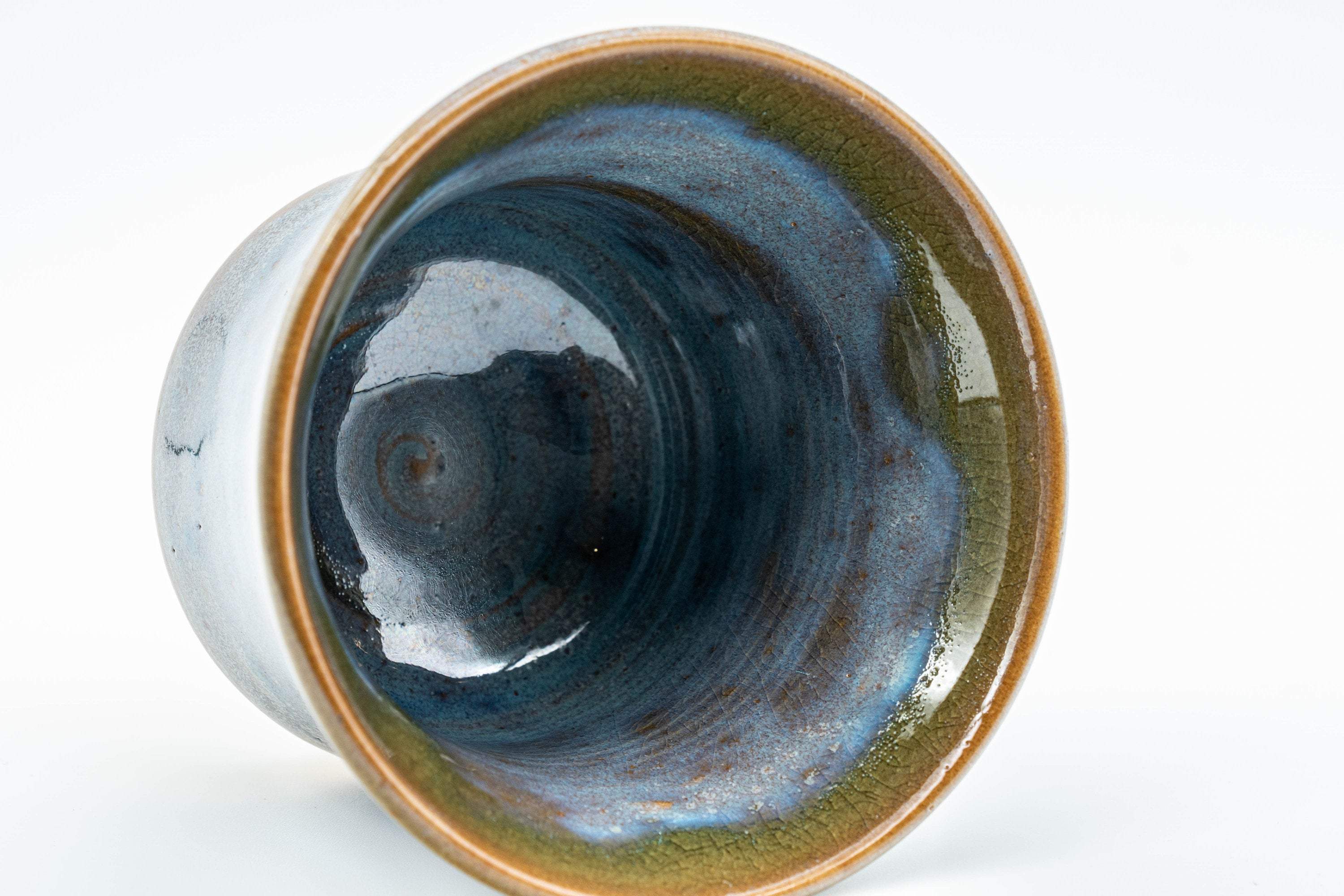 Japanese Teacup - Blue Crazed Glazed Flared Lip Yunomi - 90ml