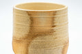 Japanese Teacups - Pair of Giraffe Tsutsu-gata Yunomi - 140ml - closeup of one cup showing the crazed beige glaze