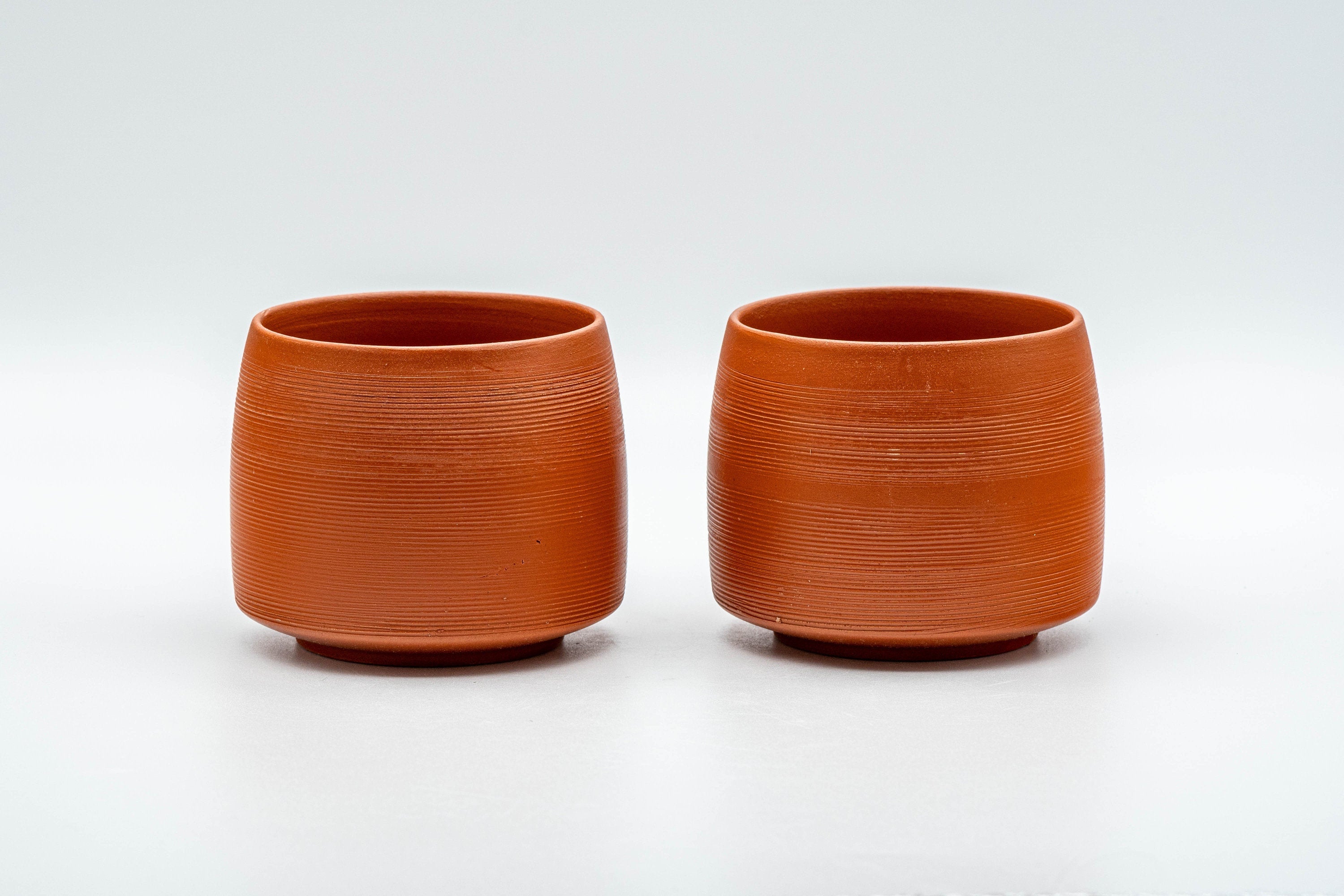 Japanese Teacups - Pair of Bamboo Hantsutsu-gata Tokoname-yaki Yunomi - 130ml