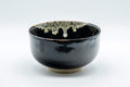 Tezumi — Japanese Matcha Bowl - Jet Black Drip Glazed Wan-nari Chawan - 500ml — front view from another angle