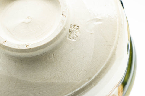 Japanese Matcha Bowl Set - Drip Glazed Dojimari-gata Oribe-yaki Chawan with Bamboo Chasen Whisk and Chashaku Scoop - 400ml