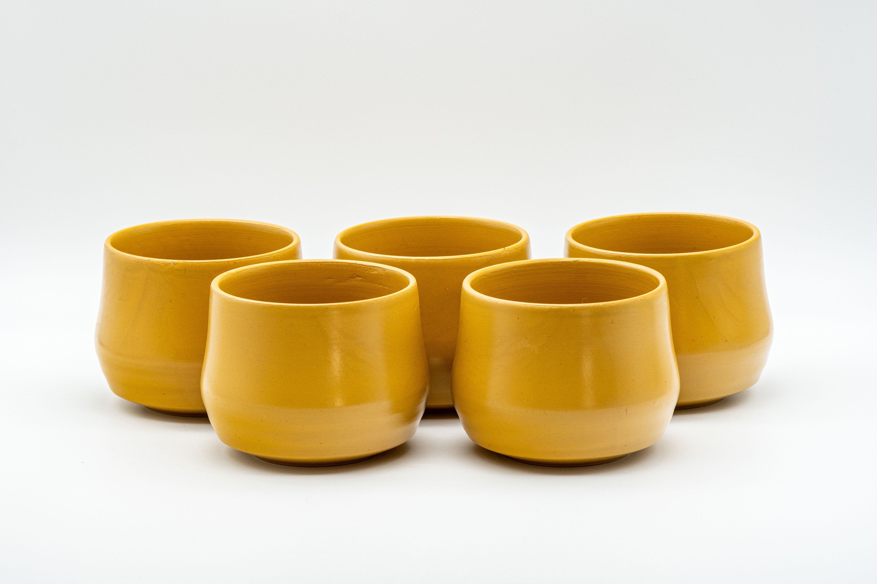 Japanese Tea Set - Yellow Debeso Kyusu with 5 Yunomi