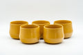 Japanese Tea Set - Yellow Debeso Kyusu with 5 Yunomi - the five teacups arranged together