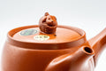 Tezumi — Japanese Kyusu - 土山 Majestic Sheep Tokoname-yaki Teapot - 400ml — side profile showing the spout and handle