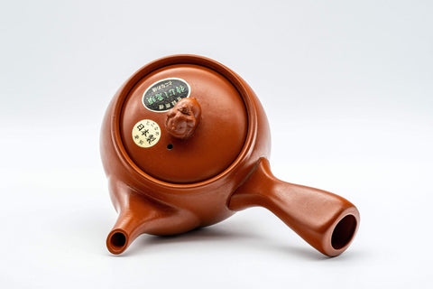 Tezumi — Japanese Kyusu - 土山 Majestic Sheep Tokoname-yaki Teapot - 400ml — top-down view of the lid and side handle