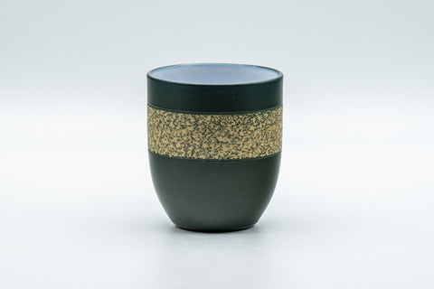 Japanese Teacups - Set of 3 Green Ryokudei Tokoname-yaki Yunomi - front view of a single green ryokudei cup