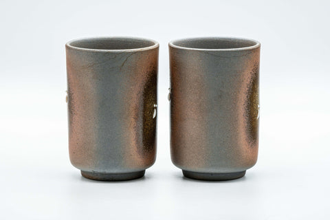 Japanese Teacups - Pair of Green Ash Tsutsu-gata Yunomi - 180ml