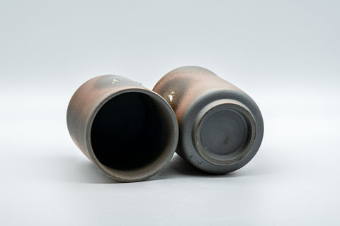 Japanese Teacups - Pair of Green Ash Tsutsu-gata Yunomi - 180ml