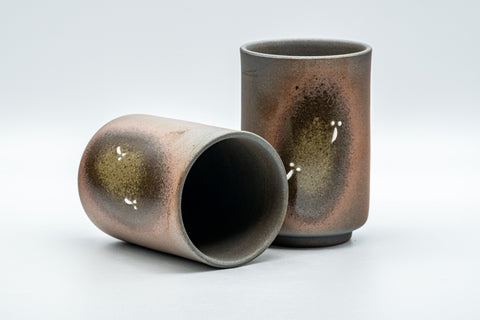 Japanese Teacups - Pair of Green Ash Tsutsu-gata Yunomi - 180ml