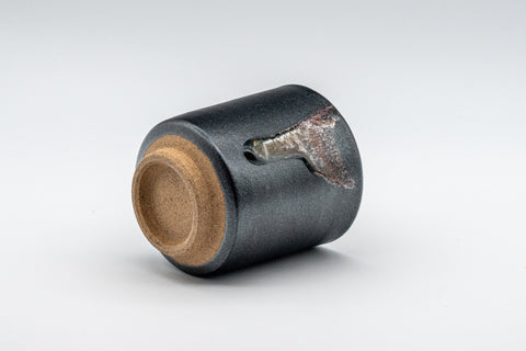 Japanese Teacup - Matte Black Drip Glazed Tsutsu-gata Yunomi - 155ml