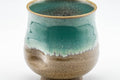 Japanese Teacup - Turquoise Glazed Agano-yaki Dojimari-gata Yunomi - 150ml - closeup of the turquoise drip glaze