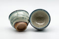 Japanese Teacups - Pair of Crazed Glaze Senchawan - 60ml - one teacup tilted to show the interior beside the other upright