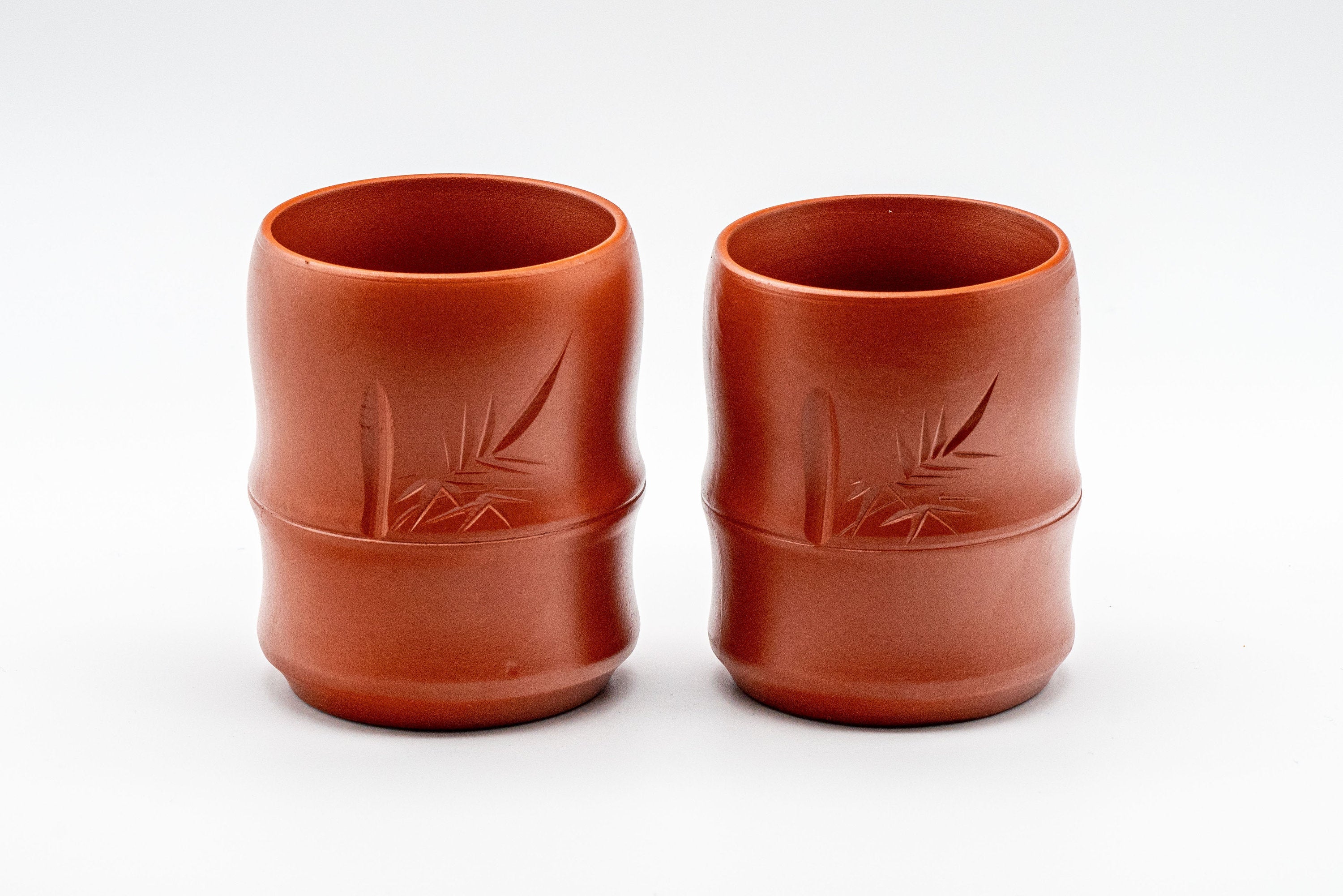 Japanese Teacups - 常滑焼 Pair of Bamboo Shaped Tokoname-yaki Yunomi - 160ml