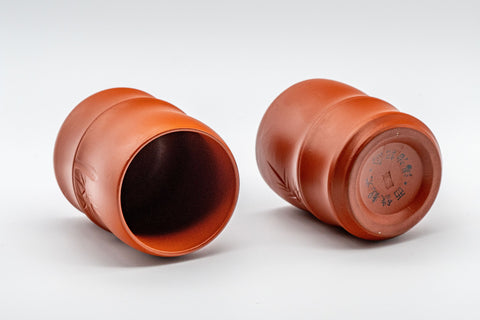 Japanese Teacups - 常滑焼 Pair of Bamboo Shaped Tokoname-yaki Yunomi - 160ml