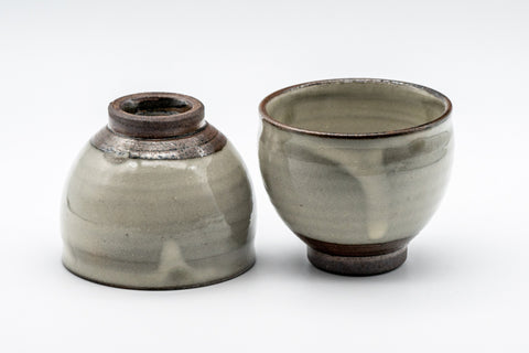 Japanese Teacups - Pair of Cream Glazed Tenmoku-gata Yunomi - 125ml