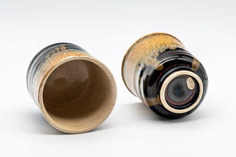 Japanese Teacups - Pair of Meoto Hare's Fur Tsutsu-gata Yunomi