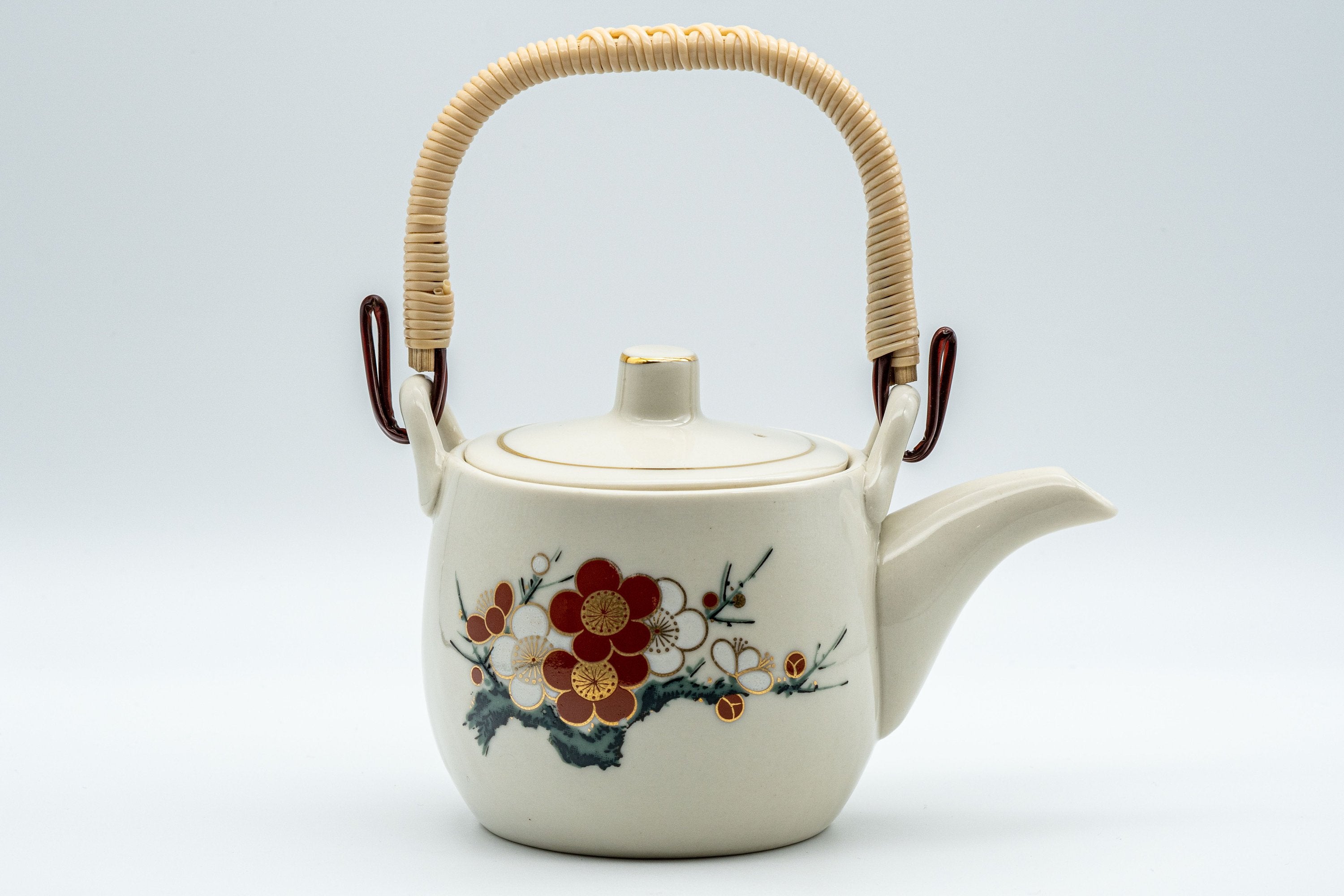 Japanese Tea Set - 木仙 Plum Blossom Arita-yaki Dobin with Two Cups - Tezumi