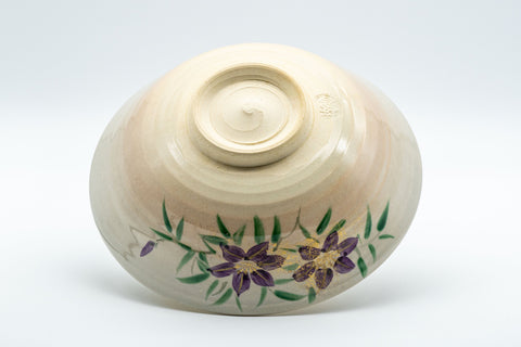 Japanese Matcha Bowl - Floral Hira-gata Summer Chawan - 300ml - Tezumi