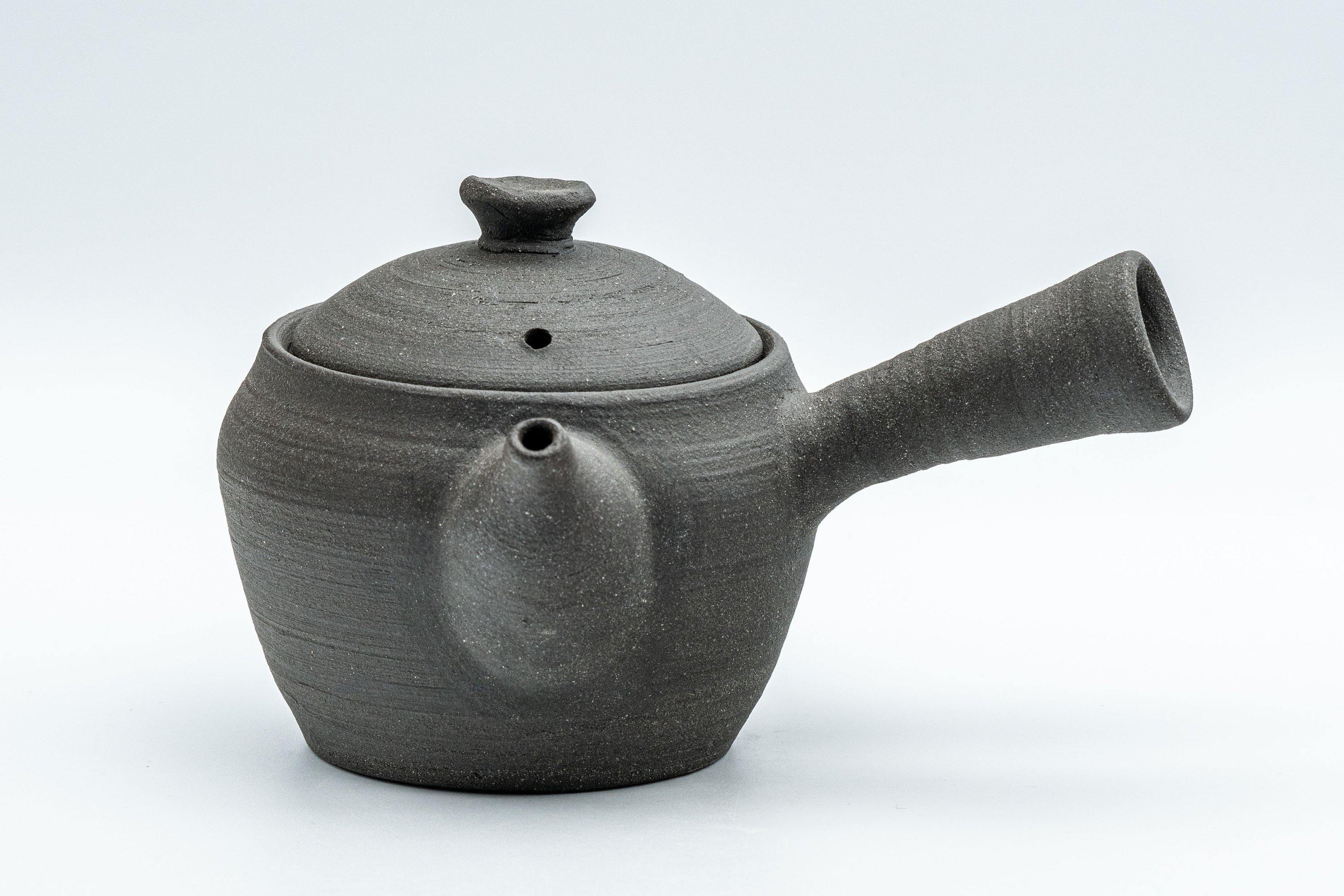 Japanese Kyusu - Matte Black Unglazed Stoneware Do-ake Teapot - 175ml - Tezumi