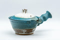 Tezumi — Japanese Kyusu - Large Blue White Unique Do-ake Teapot - 350ml — three-quarter view from the opposite side