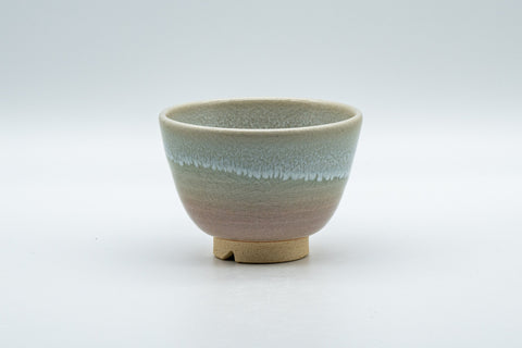 Japanese Teacup - Hagi-yaki Senchawan - 100ml - angled front view of the warm crazed glaze