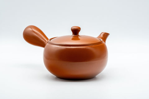 Tezumi — Japanese Kyusu - Tokoname-yaki Teapot with Fine Mesh Strainer - 330ml — side view showing the spout