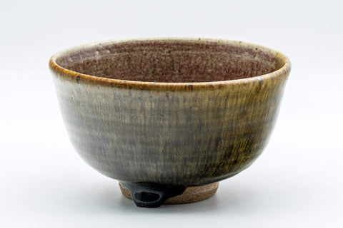 Tezumi — Japanese Matcha Bowl - Hare's Fur Drip Glazed Wan-nari Chawan - 400ml — front view showing the glaze