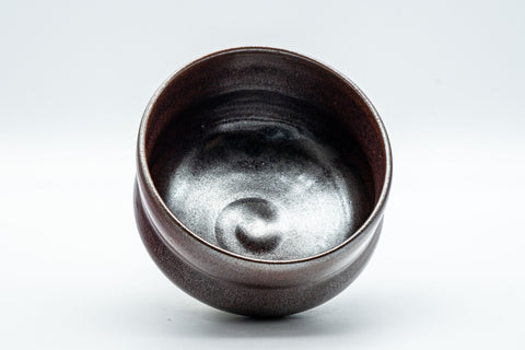 Japanese Matcha Bowl - Metallic Red Tenmoku Glazed Dojimara-gata Chawan - 400ml - top-down view showing the glazed interior