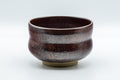 Japanese Matcha Bowl - Metallic Red Tenmoku Glazed Dojimara-gata Chawan - 400ml - front view of the chawan showing the waisted shape