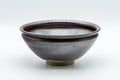 Japanese Matcha Bowl - Satiny Purple Tenmoku-gata Chawan - 250ml - front view of the chawan showing the flared rim
