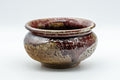 Japanese Kensui - Beige Purple Drip-Glazed Tea Ceremony Water Bowl - 400ml - front view of the drip-glazed Hagi-yaki kensui