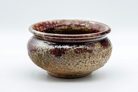 Japanese Kensui - Beige Purple Drip-Glazed Tea Ceremony Water Bowl - 400ml - three-quarter view of the water bowl