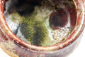 Japanese Kensui - Beige Purple Drip-Glazed Tea Ceremony Water Bowl - 400ml - closeup of the beige and purple drip-glaze texture