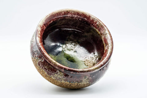 Japanese Kensui - Beige Purple Drip-Glazed Tea Ceremony Water Bowl - 400ml - angled view showing the glazed interior