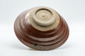 Japanese Matcha Bowl - Red Spiraling Hira-gata Summer Chawan - 300ml - side profile showing the low flat shape